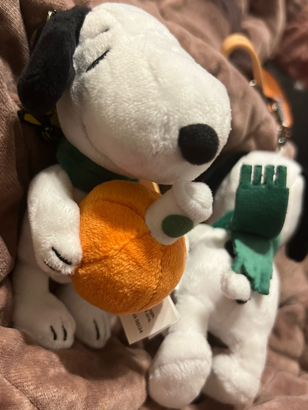 Peanuts Snoopy Plush Dog Toy with Orange Pumpkin and Green Scarf - Picture 2 of 6